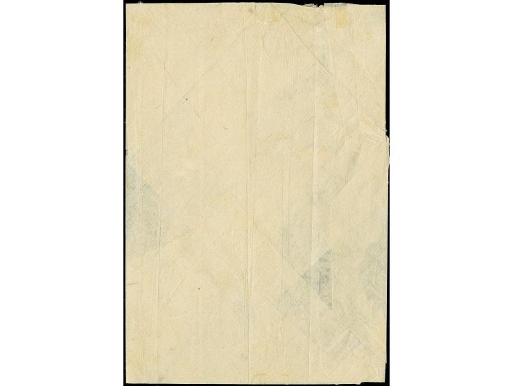 1871, 200 mon vermilion, early printing, plate I, position 32, tied by a full strike of large "Tokyo Kensazumi" to the revers