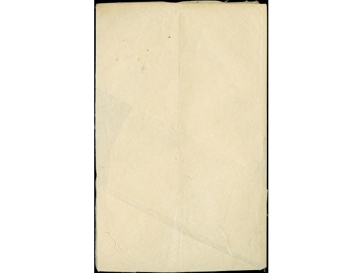1871, 200 mon, middle period printing, plate I, position 39, stamp partly cut at right, tied by large "Tokyo Kensazumi" to a 