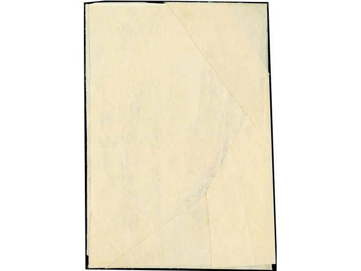 1871, 200 mon vermilion, earliest printing, plate I, position 26, tied by a large "Saikyo Kensazumi" to the reverse of a cove