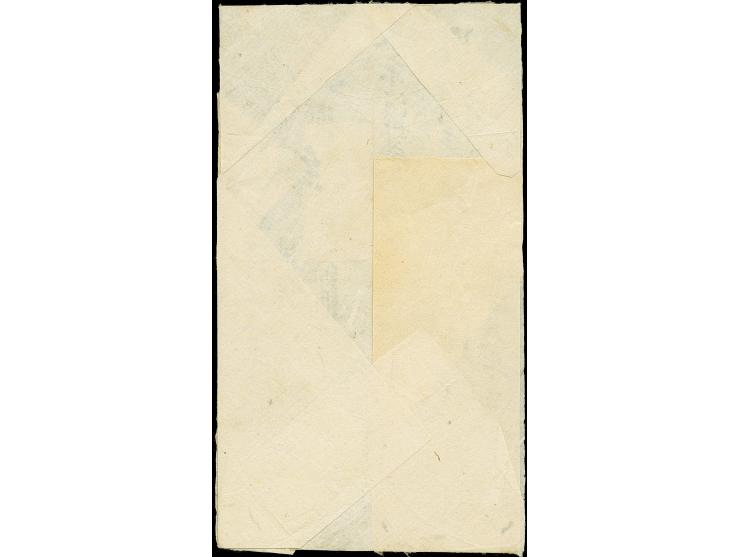 1871, 200 mon, middle period printing, plate I, a horizontal pair, positions 38-39, tied by large "Osaka Kensazumi" to the re