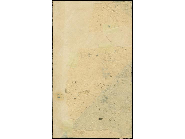 1871/72, 500 mon blue, plate I, middle period printing, position 25, used in combination with Dragon 2 sen vermilion, rounded