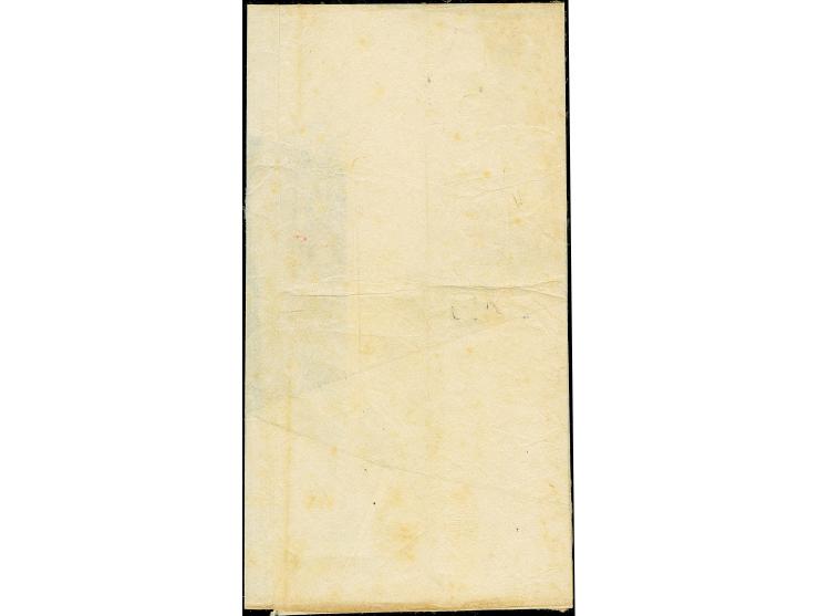 1871, 100 mon blue, latest printing, plate I, position 20, tied by the head section* of large "Yokohama Kensazumi" to the rev