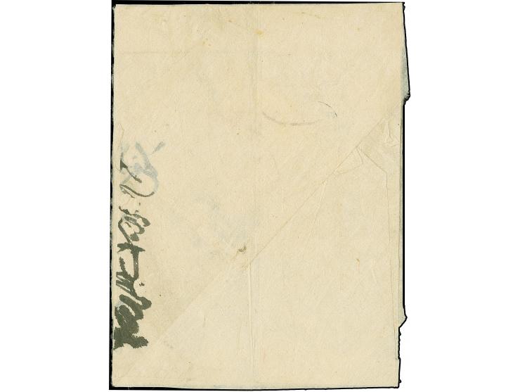 1872, 1 sen deep dull blue, plate II, middle period printing, perforation fault at upper right, tied by non-standard oval fra