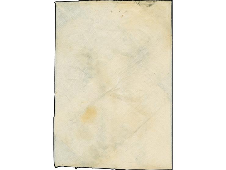 1871, 500 mon bluish green, latest printing, plate I, tied by non-standard framed seal-style "Ueno station" of Ueno, Ise Prov