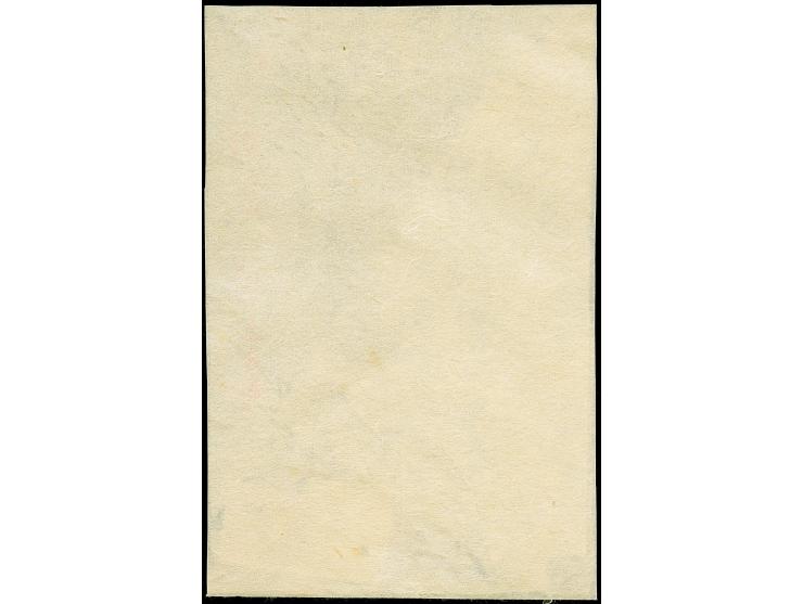 1872, 2 sen vermilion with Cherry Blossom 1 sen blue, tied by framed "Ken" of Yokohama to the reverse of a cover, small part 