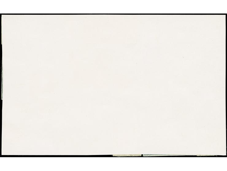 1871, 100 mon blue, plate I, early printing, full sheet reconstruction by used stamps, including a block of eight with large 